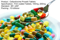 Ντυμένες ταμπλέτες ταινιών ταμπλετών Proxetil Cefpodoxime, 100mg, προφορικά αντιβιοτικά φαρμάκων 200mg